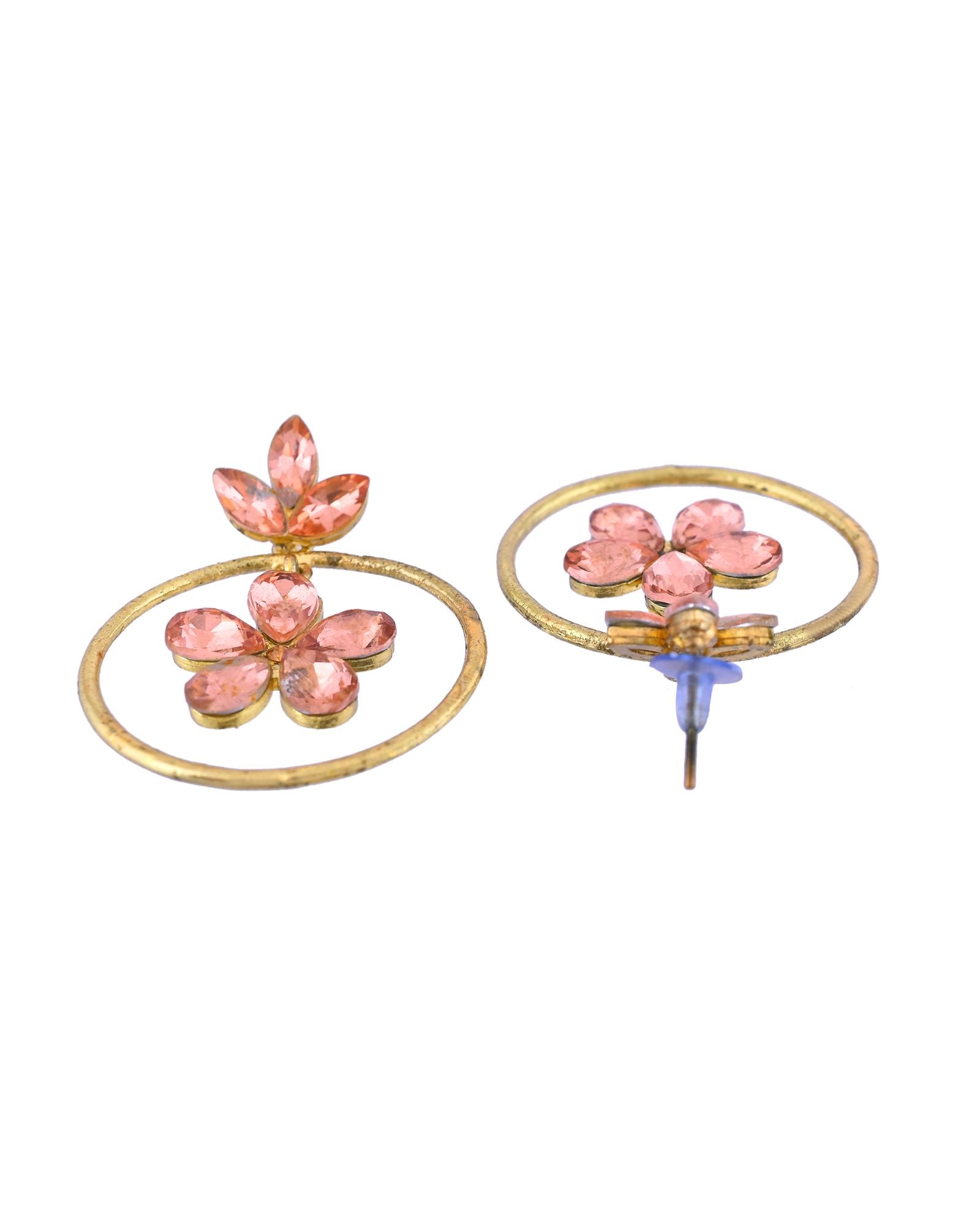 Jewels Nest Gold-Tone Peach Crystal Floral Hoop Earrings For Women - Distacart