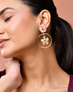 Jewels Nest Gold-Tone Champagne Crystal Floral Hoop Earrings For Women - Distacart