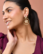 Jewels Nest Gold-Tone Champagne Crystal Floral Hoop Earrings For Women - Distacart