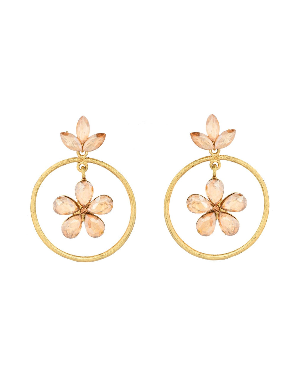Jewels Nest Gold-Tone Champagne Crystal Floral Hoop Earrings For Women - Distacart