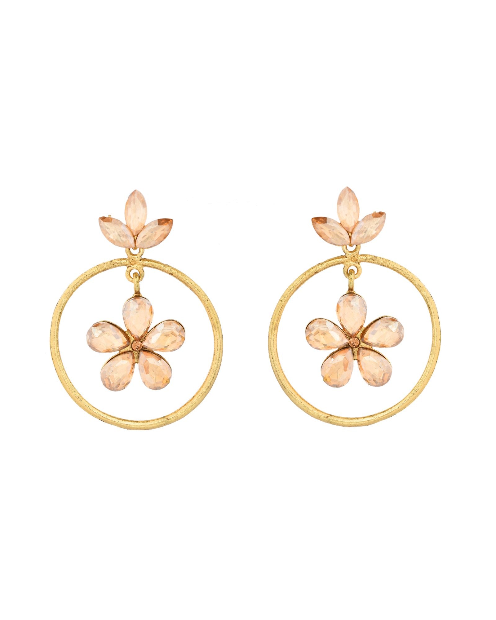 Jewels Nest Gold-Tone Champagne Crystal Floral Hoop Earrings For Women - Distacart