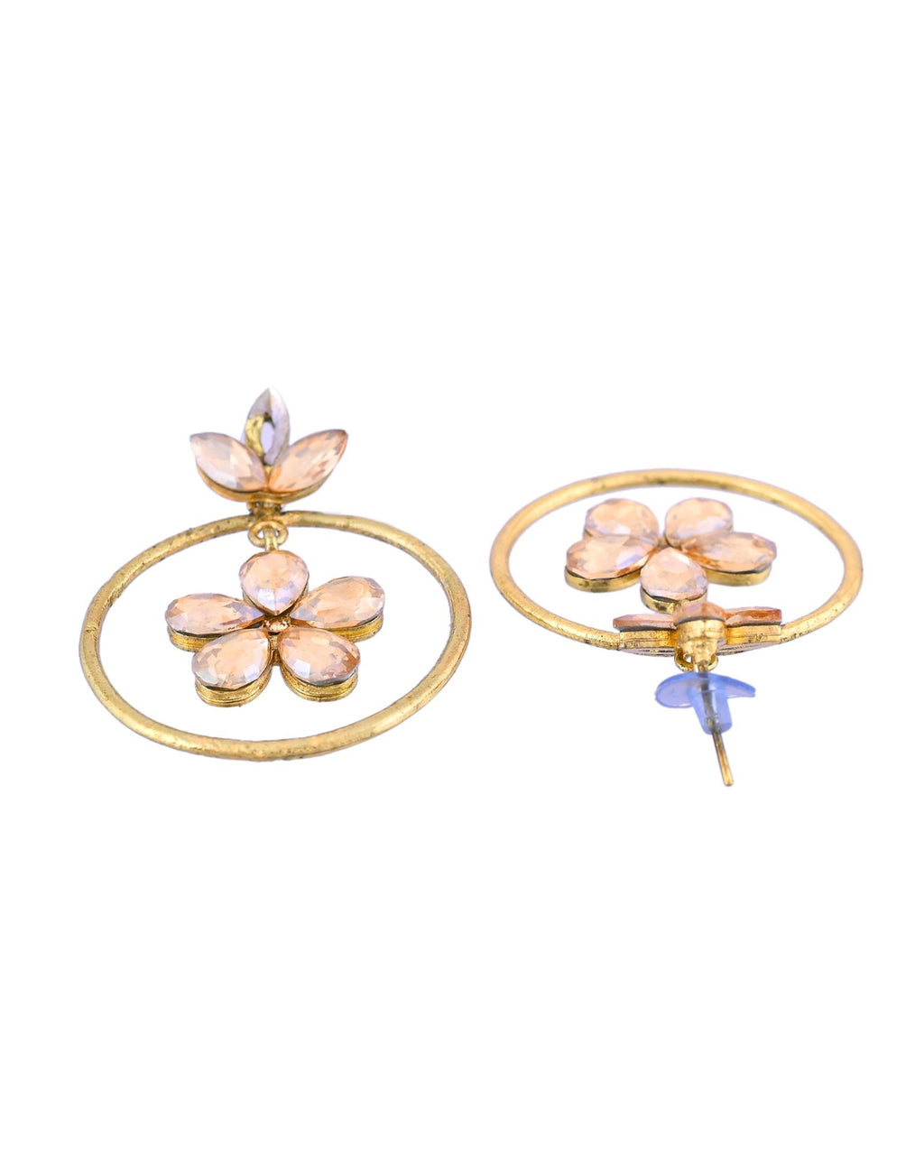 Jewels Nest Gold-Tone Champagne Crystal Floral Hoop Earrings For Women - Distacart