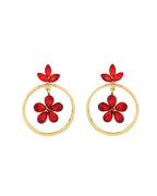 Jewels Nest Gold-Tone Red Crystal Floral Hoop Earrings For Women - Distacart