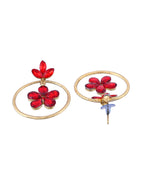 Jewels Nest Gold-Tone Red Crystal Floral Hoop Earrings For Women - Distacart