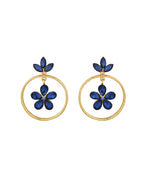 Jewels Nest Gold-Tone Blue Crystal Floral Hoop Earrings For Women - Distacart