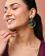 Jewels Nest Gold Tone Emerald Green Crystal Floral Hoop Earrings For Women - Distacart