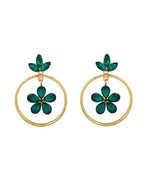 Jewels Nest Gold Tone Emerald Green Crystal Floral Hoop Earrings For Women - Distacart