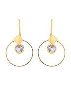 Jewels Nest Gold-Tone Hoop Earrings with Square Crystal Detailing - Distacart