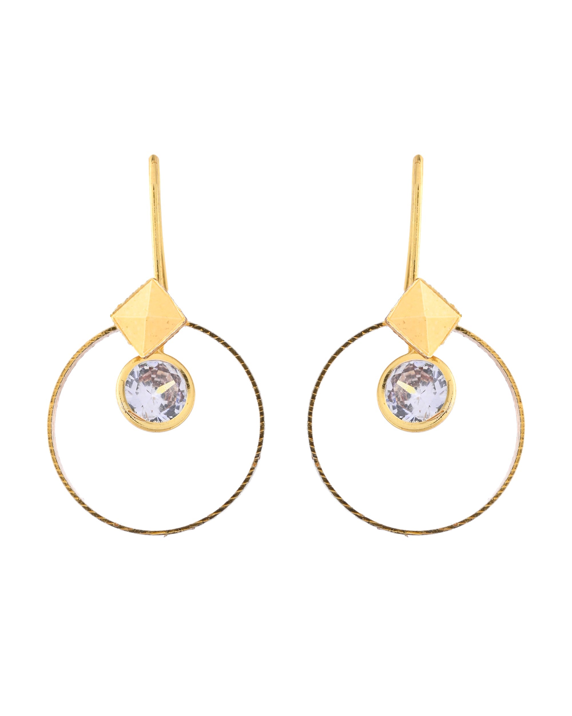 Jewels Nest Gold-Tone Hoop Earrings with Square Crystal Detailing - Distacart