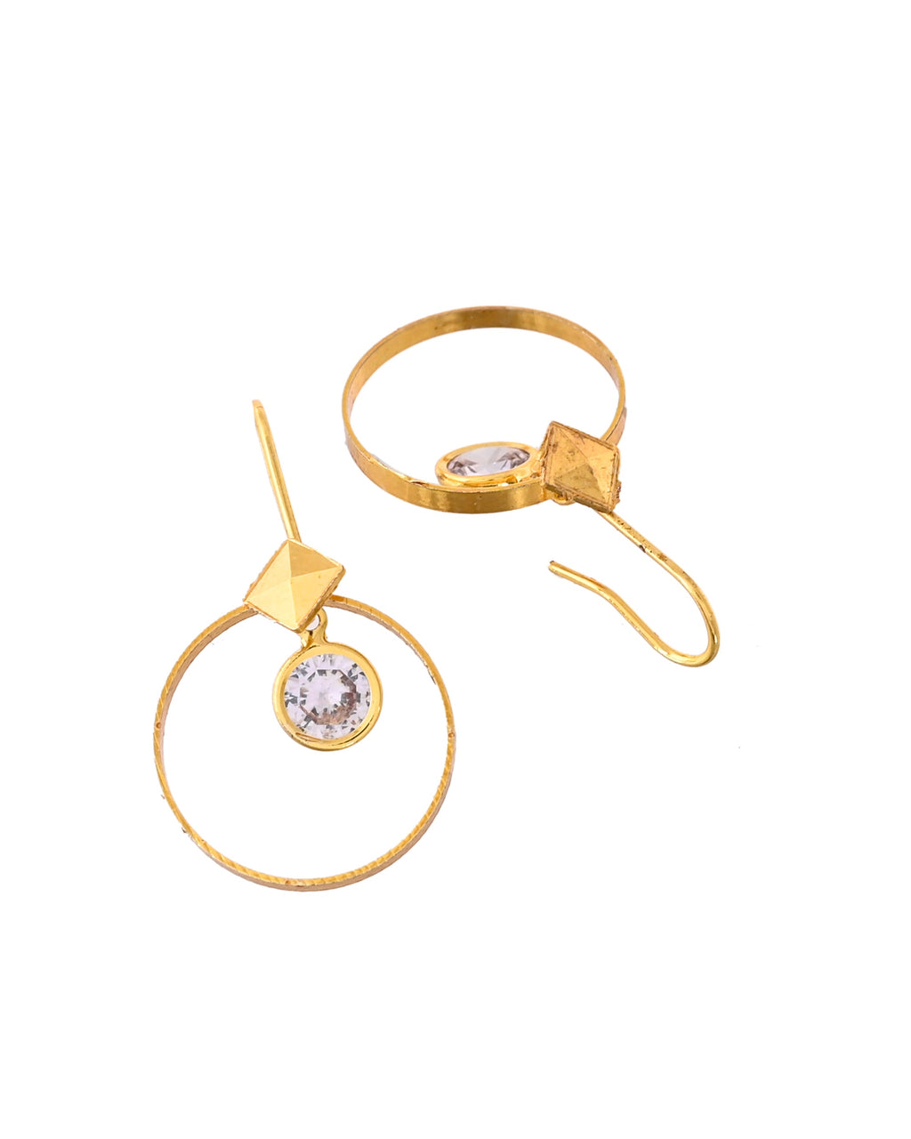 Jewels Nest Gold-Tone Hoop Earrings with Square Crystal Detailing - Distacart