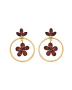 Jewels Nest Gold Tone Dark Maroon Floral Hoop Earrings For Women - Distacart