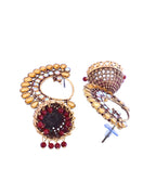 Jewels Nest Gold Plated Kundan Style Jhumka Earrings With Maroon Beads For Women - Distacart