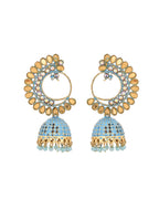 Jewels Nest Gold Plated Kundan Style Blue Jhumka Earrings With Bead Drops For Women - Distacart