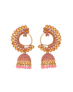 Jewels Nest Gold Plated Kundan Style Light Pink Jhumka Earrings With Bead Drops For Women - Distacart