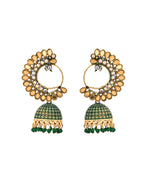 Jewels Nest Gold Plated Kundan Style Green Jhumka Earrings With Bead Drops For Women - Distacart