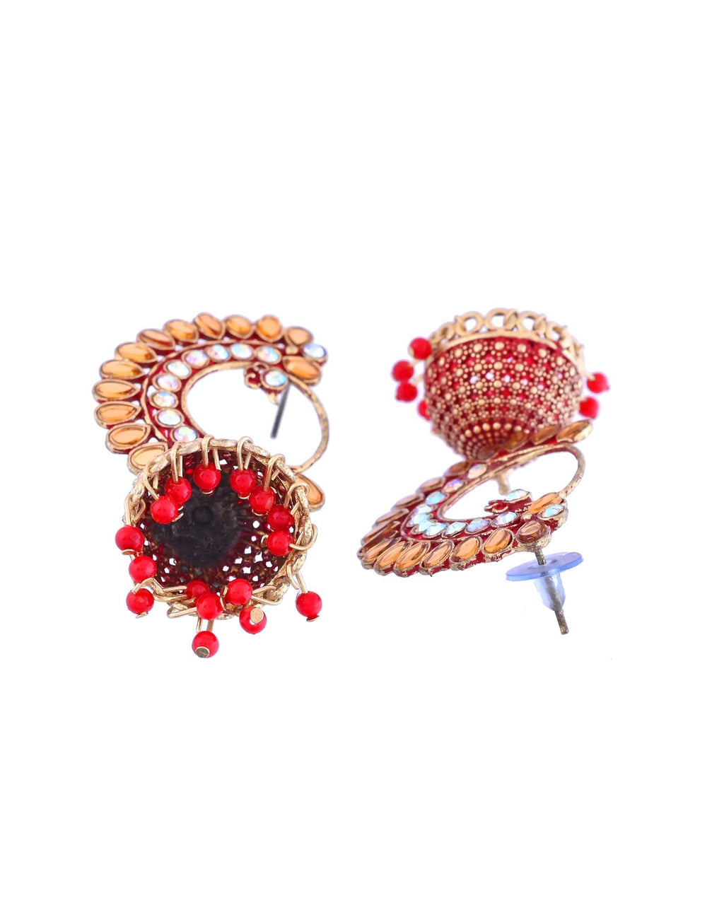 Jewels Nest Gold Plated Kundan Style Red Beaded Jhumka Earrings For Women - Distacart