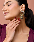 Jewels Nest Gold Plated Kundan Style Black Beaded Jhumka Earrings For Women - Distacart