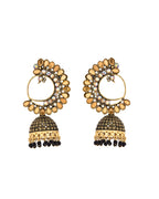 Jewels Nest Gold Plated Kundan Style Black Beaded Jhumka Earrings For Women - Distacart