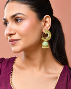 Jewels Nest Gold Plated Kundan Style Green Beaded Jhumka Earrings For Women - Distacart