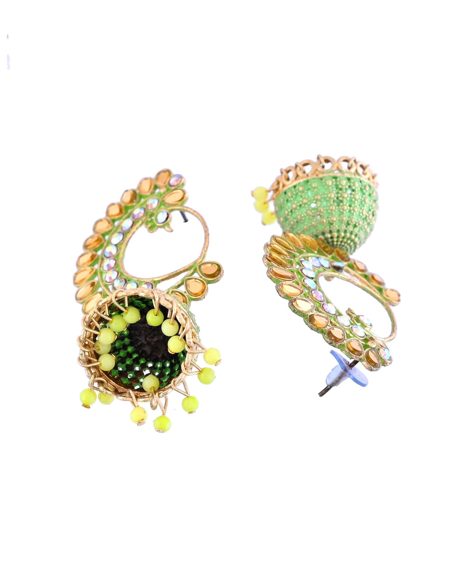 Jewels Nest Gold Plated Kundan Style Green Beaded Jhumka Earrings For Women - Distacart