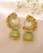 Jewels Nest Gold Plated Kundan Style Green Beaded Jhumka Earrings For Women - Distacart
