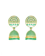 Jewels Nest Gold Plated Kundan Green Dome Jhumka Earrings With Beads For Women - Distacart