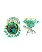 Jewels Nest Gold Plated Kundan Green Dome Jhumka Earrings With Beads For Women - Distacart