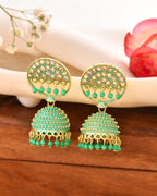 Jewels Nest Gold Plated Kundan Green Dome Jhumka Earrings With Beads For Women - Distacart