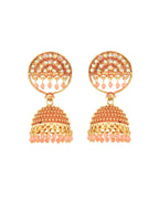 Jewels Nest Gold Plated Kundan Peach Dome Jhumka Earrings With Beads For Women - Distacart