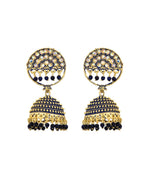 Jewels Nest Gold Plated Kundan Dark Blue Dome Jhumka Earrings With Beads For Women - Distacart