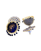 Jewels Nest Gold Plated Kundan Dark Blue Dome Jhumka Earrings With Beads For Women - Distacart