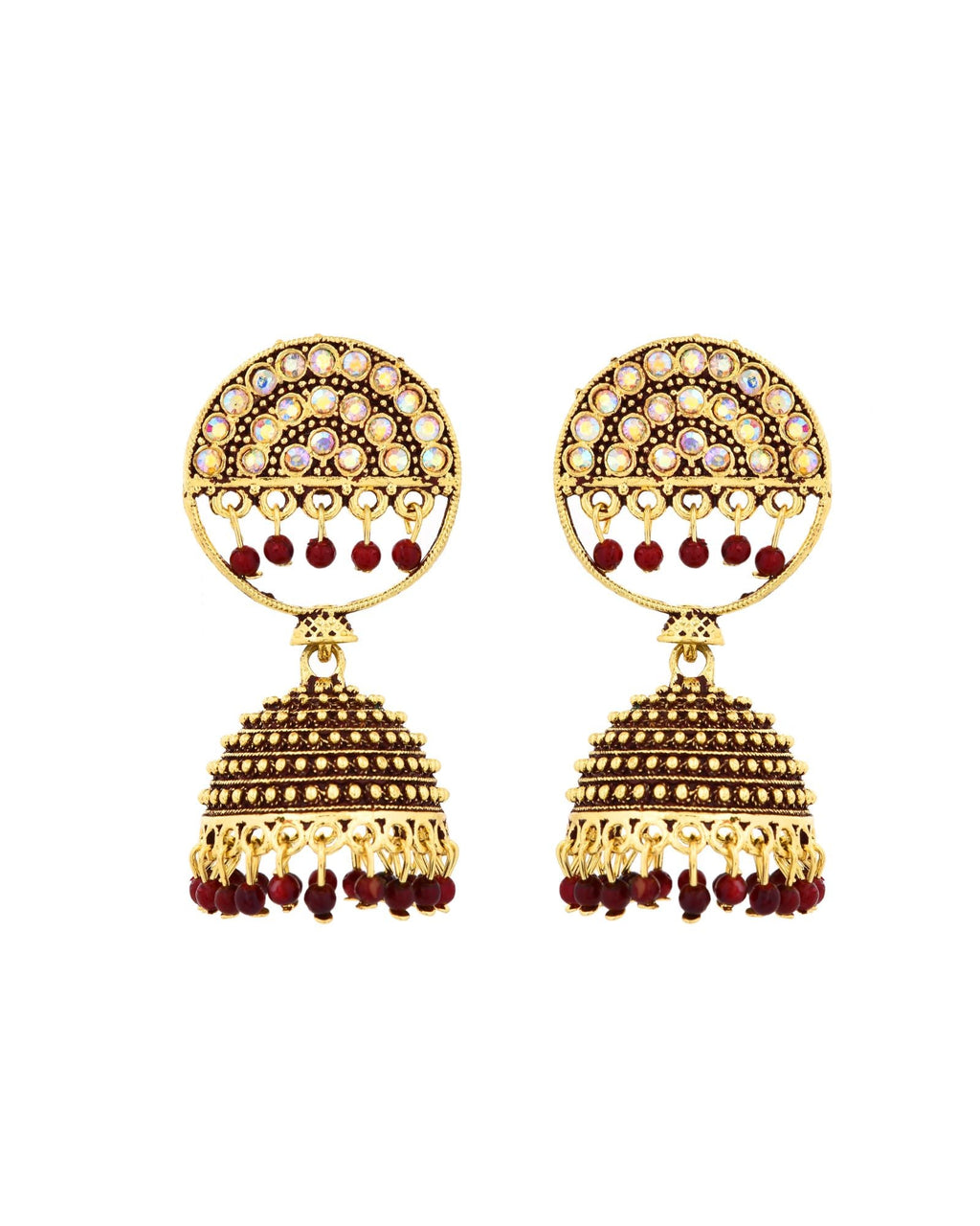 Jewels Nest Gold Plated Kundan Studded Maroon Bead Jhumka Earrings For Women - Distacart