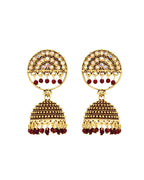 Jewels Nest Gold Plated Kundan Studded Maroon Bead Jhumka Earrings For Women - Distacart