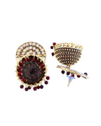 Jewels Nest Gold Plated Kundan Studded Maroon Bead Jhumka Earrings For Women - Distacart