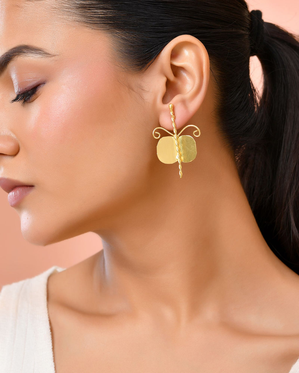 Jewels Nest Gold Plated Anti-Tarnish Waterproof Butterfly Shaped Aesthetic Stud Earrings For Women - Distacart