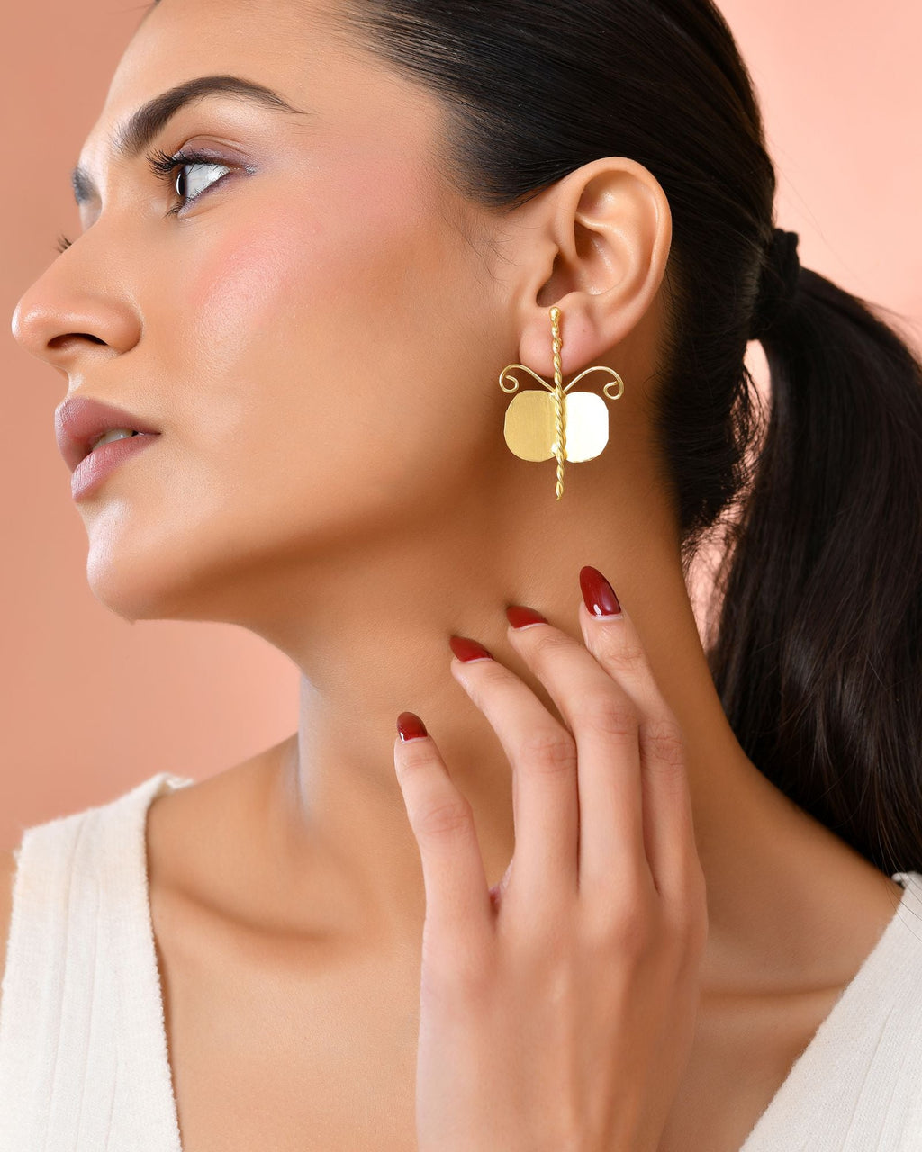 Jewels Nest Gold Plated Anti-Tarnish Waterproof Butterfly Shaped Aesthetic Stud Earrings For Women - Distacart