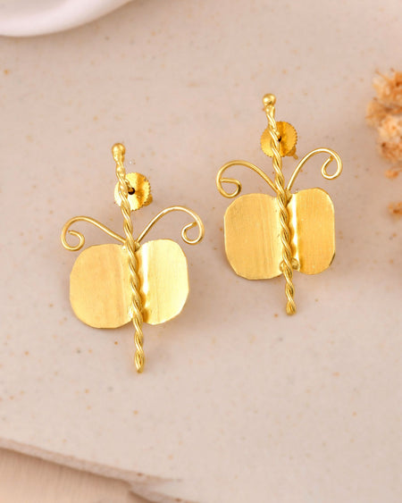 Jewels Nest Gold Plated Anti-Tarnish Waterproof Butterfly Shaped Aesthetic Stud Earrings For Women