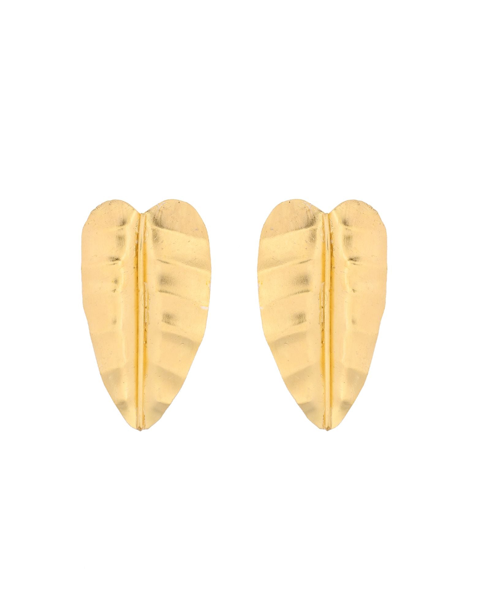 Jewels Nest Gold Leaf Textured Statement Stud Earrings For Women - Distacart