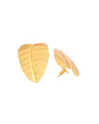 Jewels Nest Gold Leaf Textured Statement Stud Earrings For Women - Distacart