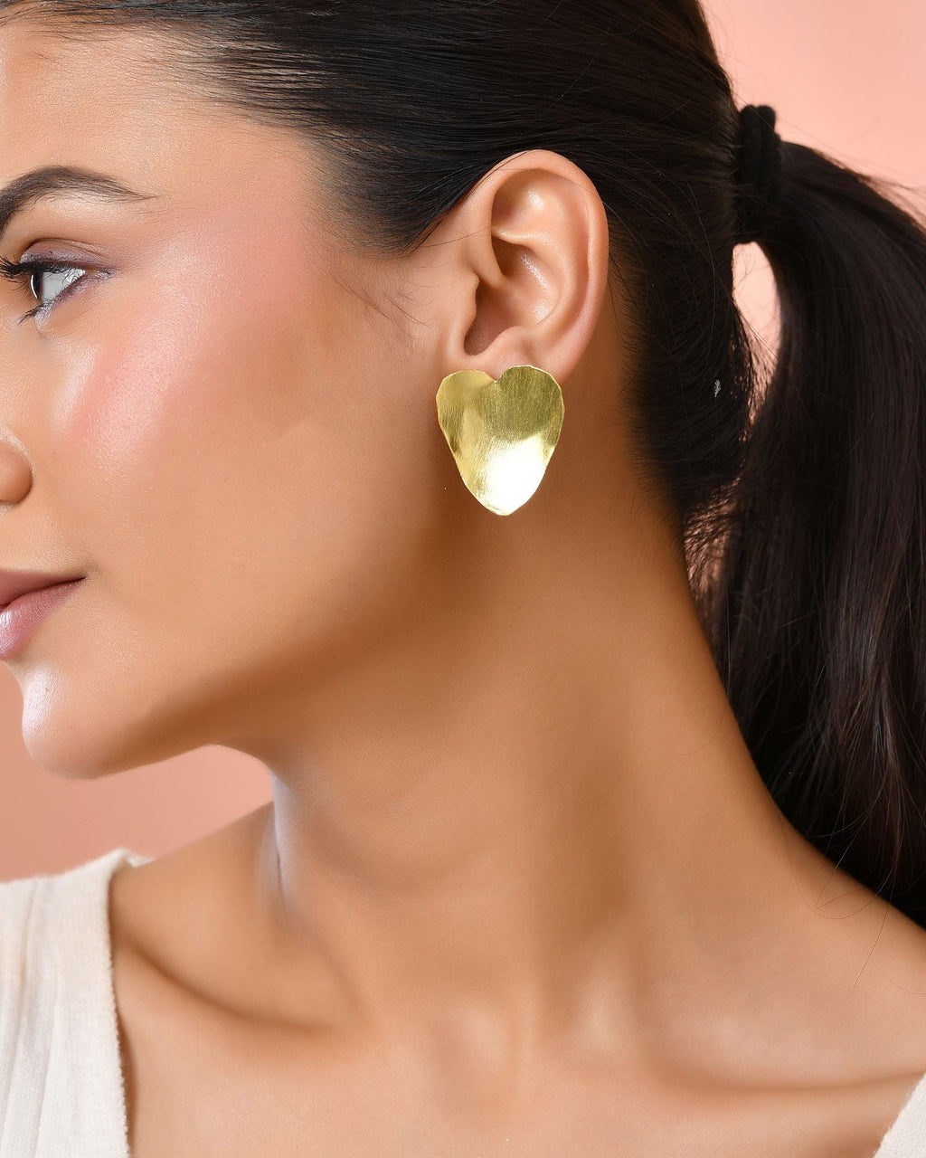 Jewels Nest Gold-Tone Heart-Shaped Minimal Stud Earrings For Women - Distacart