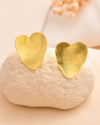 Jewels Nest Gold-Tone Heart-Shaped Minimal Stud Earrings For Women - Distacart