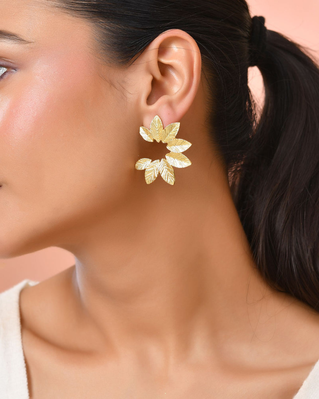 Jewels Nest Gold-Tone Leaf Wreath Stud Earrings For Women - Distacart