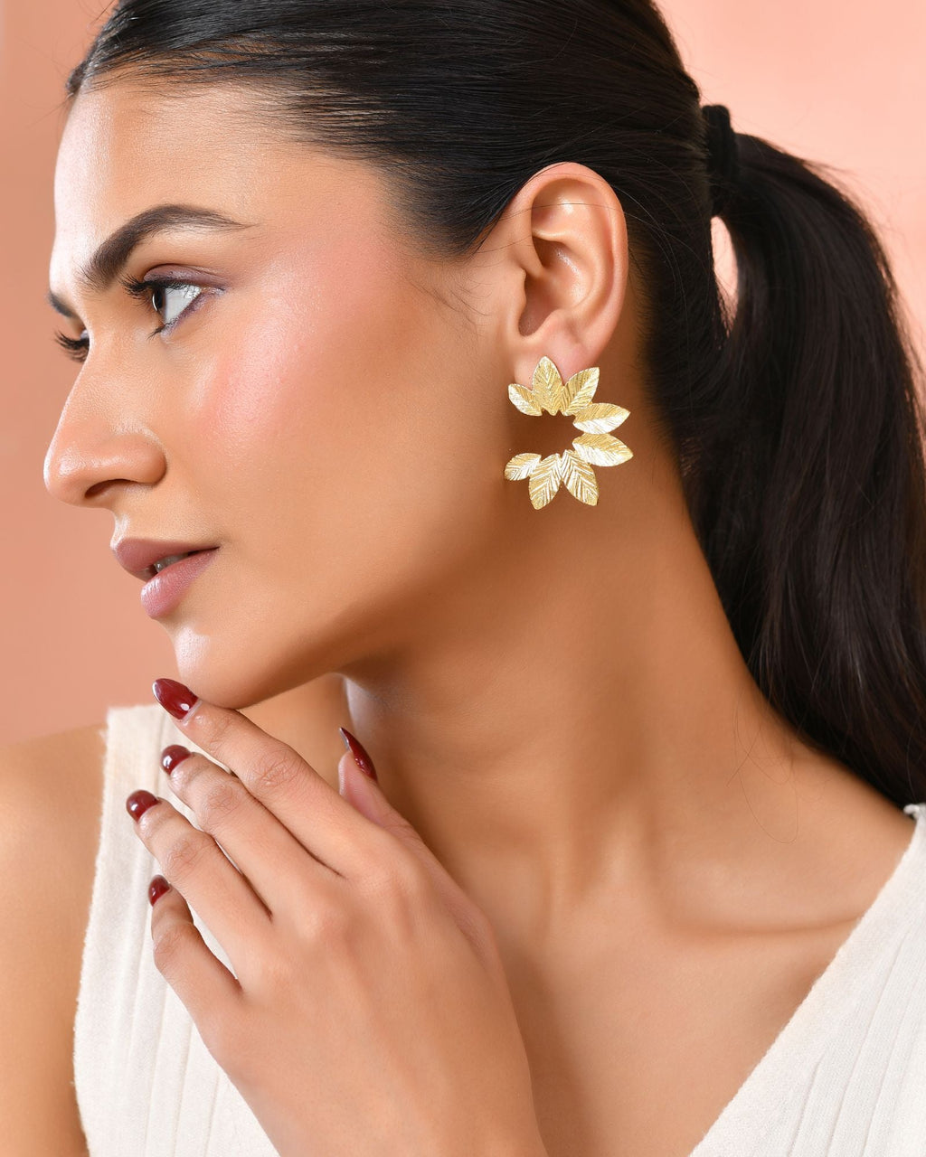 Jewels Nest Gold-Tone Leaf Wreath Stud Earrings For Women - Distacart