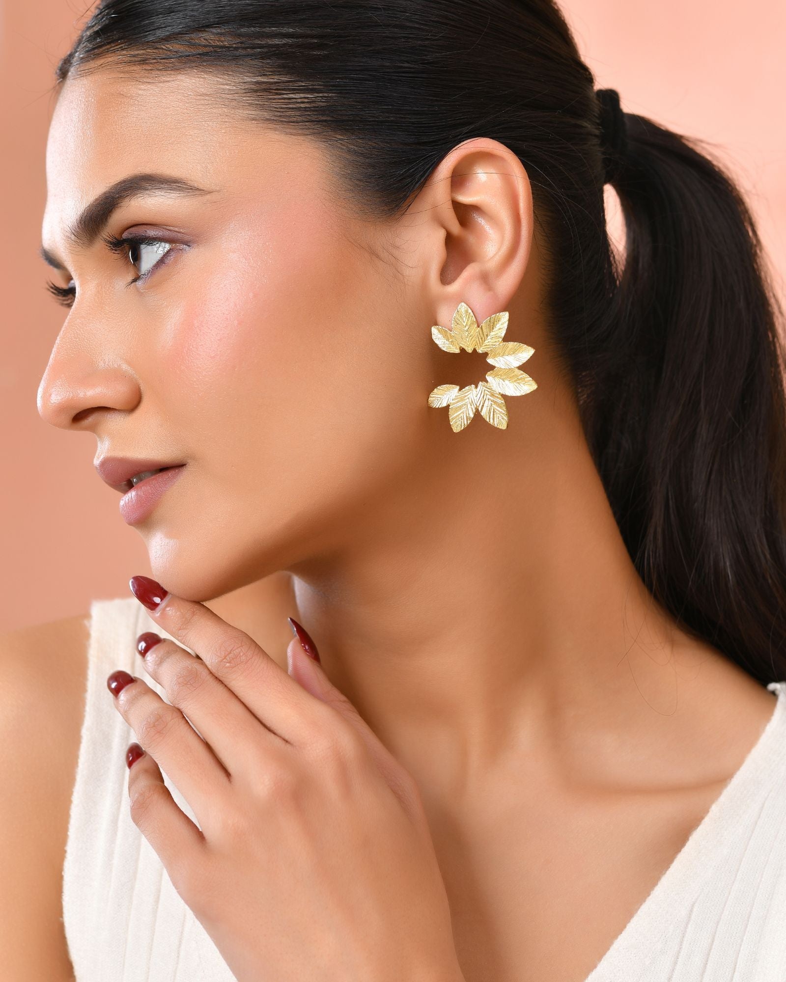 Jewels Nest Gold-Tone Leaf Wreath Stud Earrings For Women - Distacart