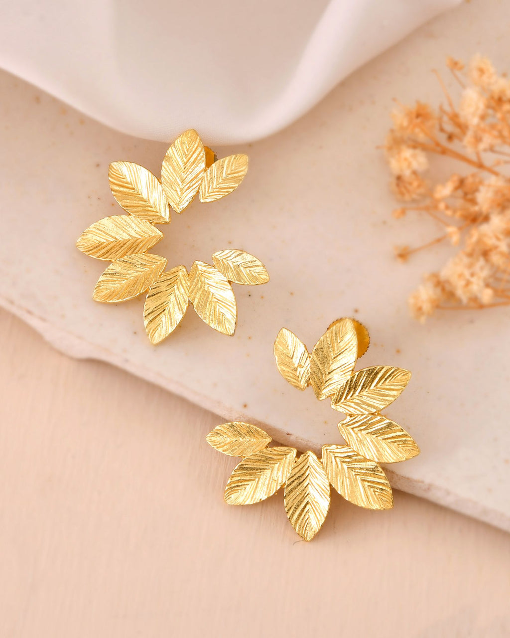 Jewels Nest Gold-Tone Leaf Wreath Stud Earrings For Women - Distacart