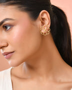 Jewels Nest Gold-Tone Floral Stud Earrings For Women