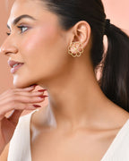 Jewels Nest Gold-Tone Floral Stud Earrings For Women