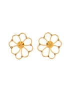 Jewels Nest Gold-Tone Floral Stud Earrings For Women