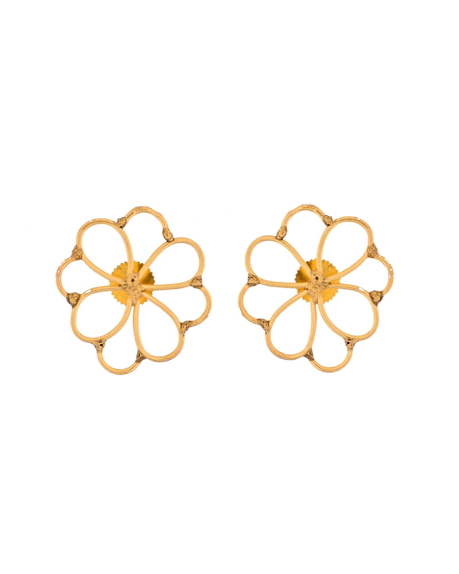 Jewels Nest Gold-Tone Floral Stud Earrings For Women