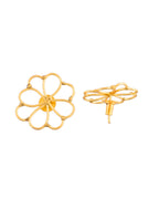 Jewels Nest Gold-Tone Floral Stud Earrings For Women